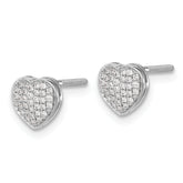14K White Gold Lab Grown VS/SI+ G+ Dia Heart Screwback Post Earrings